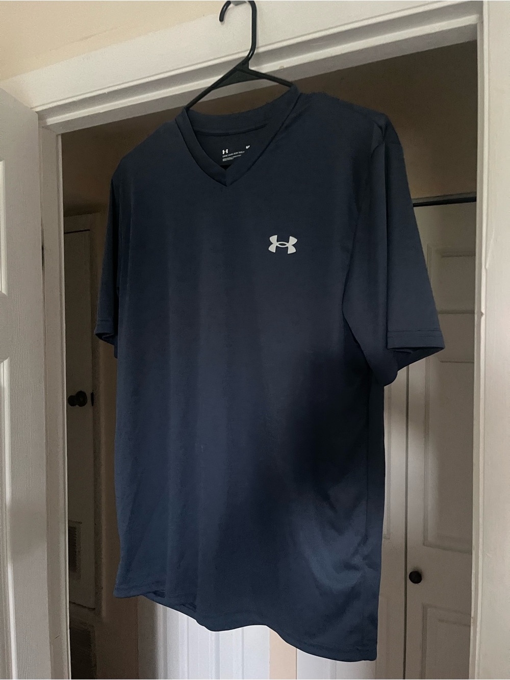 Under Armour Men's V-Neck Performance Shirt - Dark Blue with White Logo